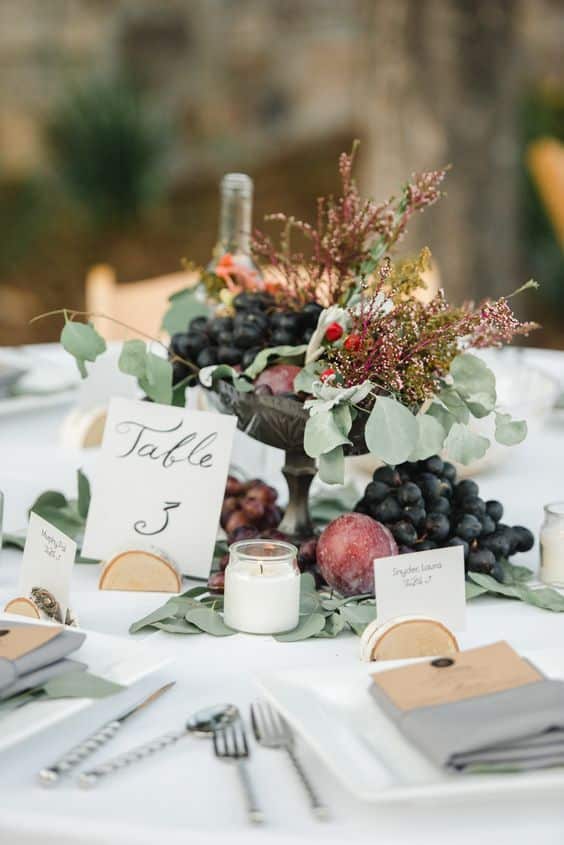 Mariage vignoble décoration de table